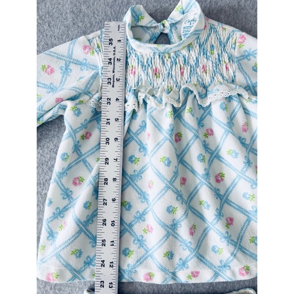 Vintage Carters Girls 2 Piece Pajamas 2T Pink Blue Roses Bows Long Sleeve Y2K - Picture 4 of 10